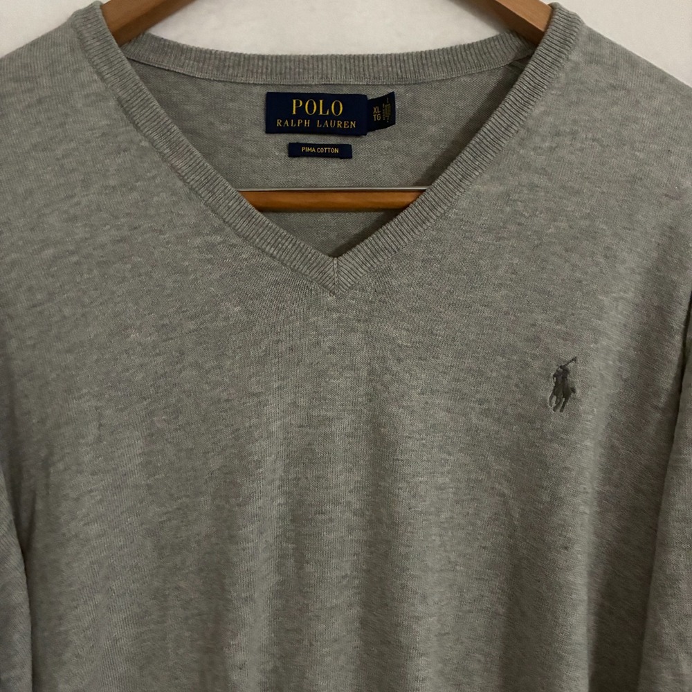 Polo Ralph Lauren Pima Cotton Sweater Mens XL Pullover V-Neck Preppy Party - Picture 2 of 8